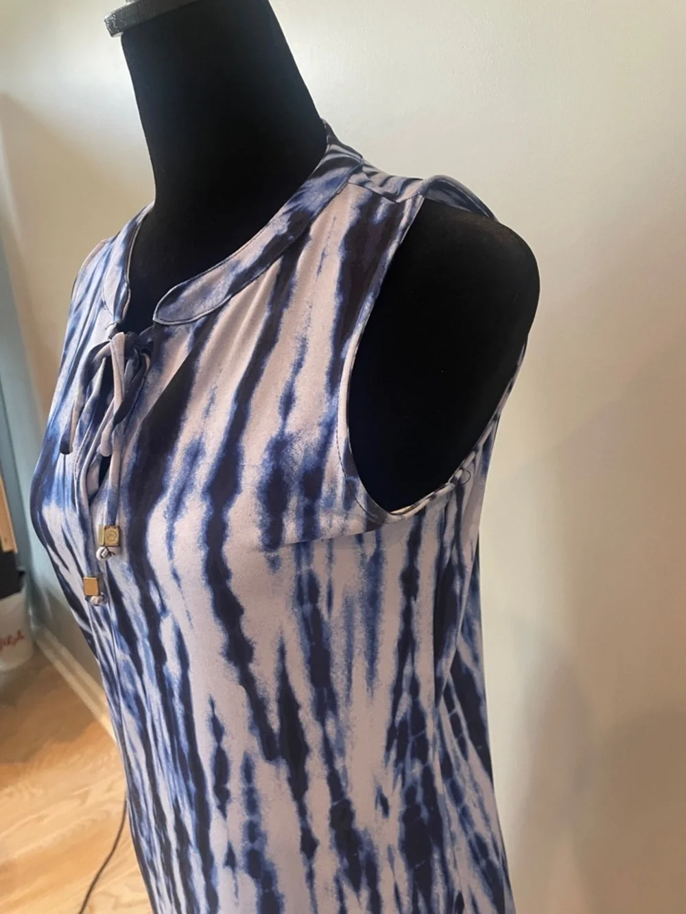 Sleeveless Tie-Dye Navy Blue Dress Michael Kors xs
